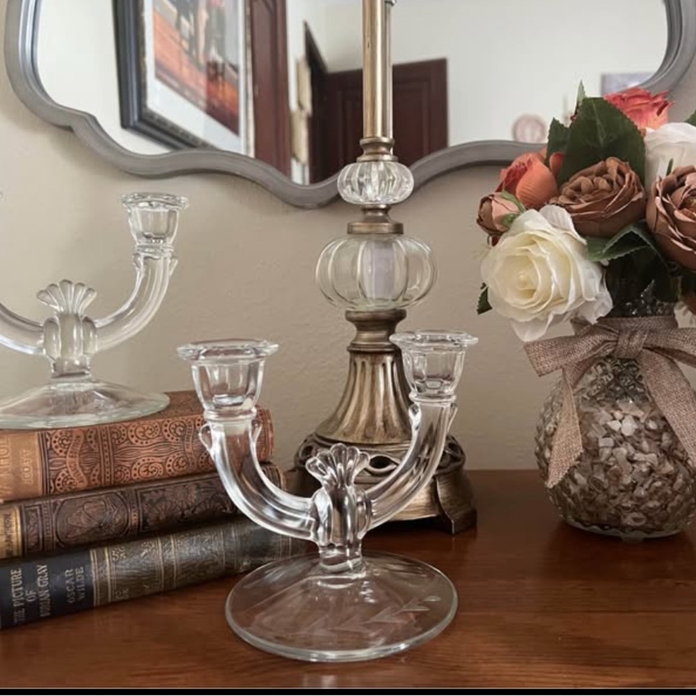 Pair of 1930’s Paden City “Lucy” Double Light Candle Holders